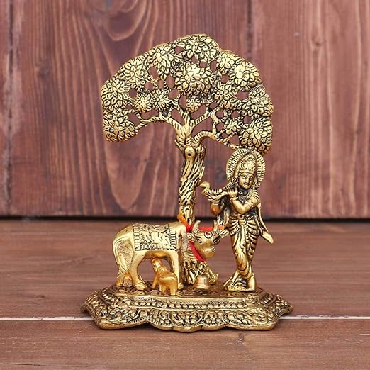 Vatikala Shri Krishna Under Kadamb Tree , Krishna With Cow and Calf , Home Decor , Gift For Loved Ones