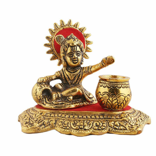 Vatikala Little Krishna Metal Idol, Laddu Gopal For Puja, Perfect For Gift, Home Decor